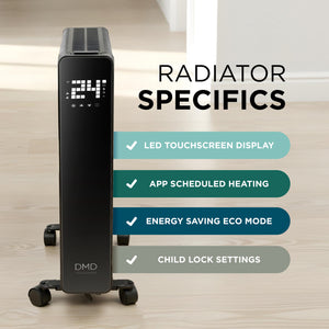 Smart WiFi Electric Radiator Heater with Remote & Timer 2500W