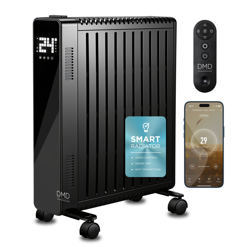 Smart WiFi Electric Radiator Heater with Remote & Timer 2500W