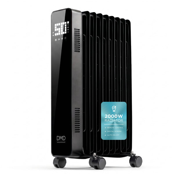 9-Fin Oil-Filled Radiator with Digital Screen, Remote & Timer 2000W