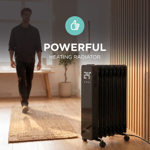 9-Fin Oil-Filled Radiator with Digital Screen, Remote & Timer 2000W