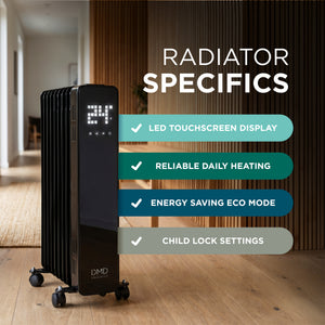 9-Fin Oil-Filled Radiator with Digital Screen, Remote & Timer 2000W