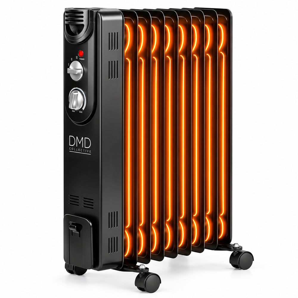 2000W 9 Fin Oil Filled Radiator with Adjustable Thermostat