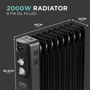 9-Fin Oil-Filled Radiator with Remote & Timer 2000W