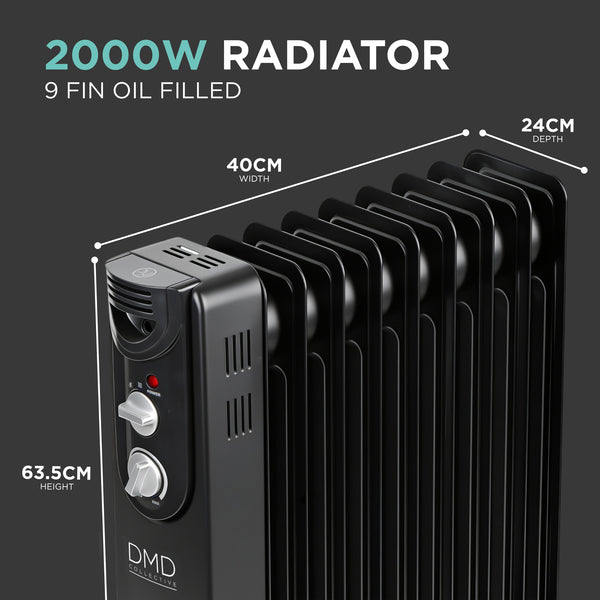 9-Fin Oil-Filled Radiator with Remote & Timer 2000W