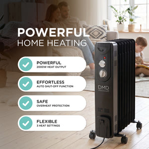 9-Fin Oil-Filled Radiator with Remote & Timer 2000W