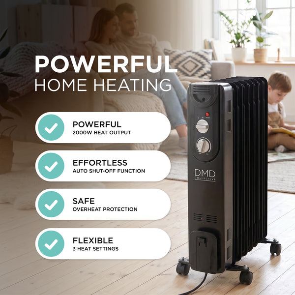 9-Fin Oil-Filled Radiator with Remote & Timer 2000W