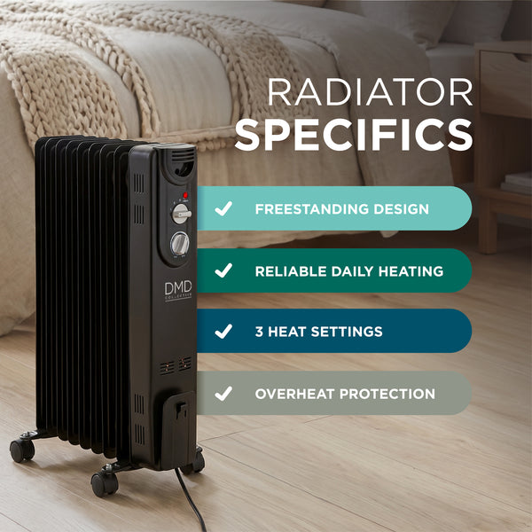 9-Fin Oil-Filled Radiator with Remote & Timer 2000W