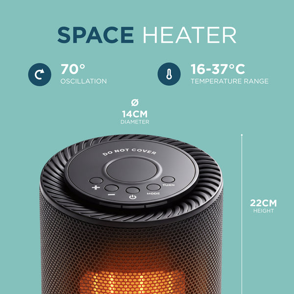 9" Ceramic Space Heater with Oscillation & Timer 1200W