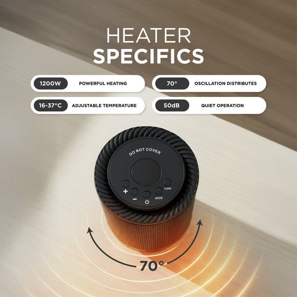 9" Ceramic Space Heater with Oscillation & Timer 1200W