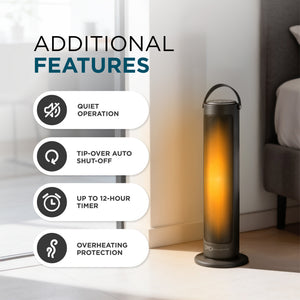 20" Ceramic Tower Heater with Remote & Timer 2000W