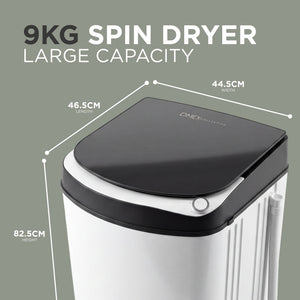 9kg Spin Dryer with Stainless Steel Drum & 5-Minute Timer