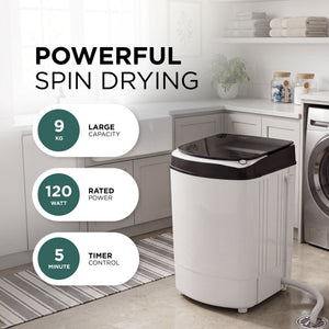 9kg Spin Dryer with Stainless Steel Drum & 5-Minute Timer