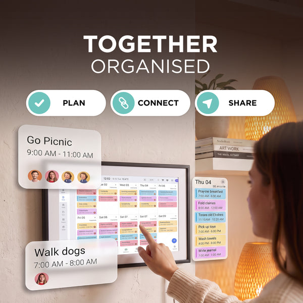 10.1" & 15.6" Smart Digital Family Calendar & Photo Frame – Touchscreen Planner with Wi-Fi & FotoCube App