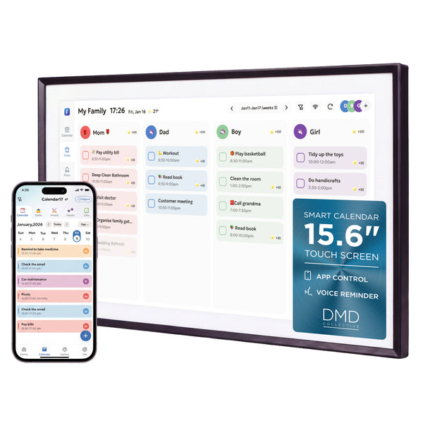 10.1" & 15.6" Smart Digital Family Calendar & Photo Frame – Touchscreen Planner with Wi-Fi & FotoCube App