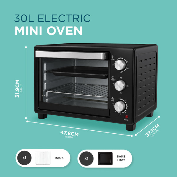 30L Mini Oven with Adjustable Temperature & 60-Minute Timer 1600W