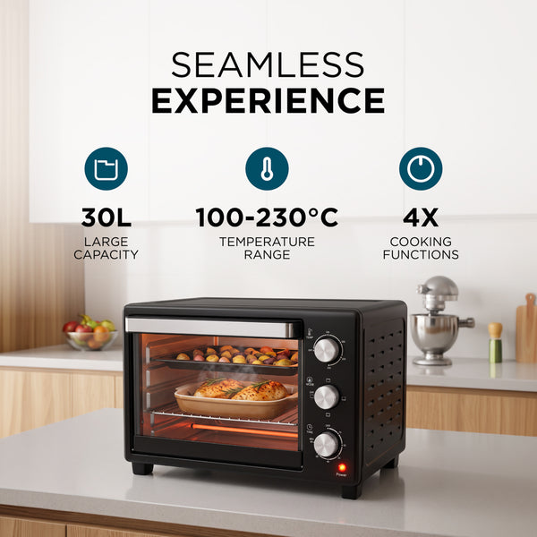 30L Mini Oven with Adjustable Temperature & 60-Minute Timer 1600W