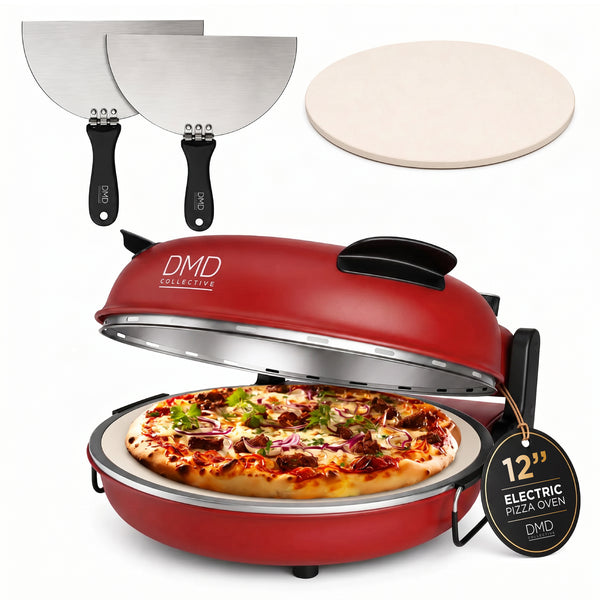 Electric Pizza Oven - 12”, Stone Bake, Thermostat and Paddles