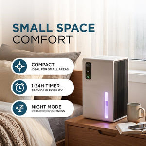 2L Dehumidifier with Timer, Night Mode & Ambient Light