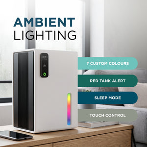 2L Dehumidifier with Timer, Night Mode & Ambient Light