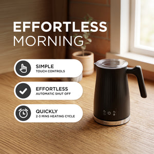 4 in 1 Electric Milk Frother & Warmer, Hot & Cold Foam, 300ml - Black