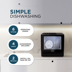Countertop Dishwasher with Water Tank – Compact Mini Washer