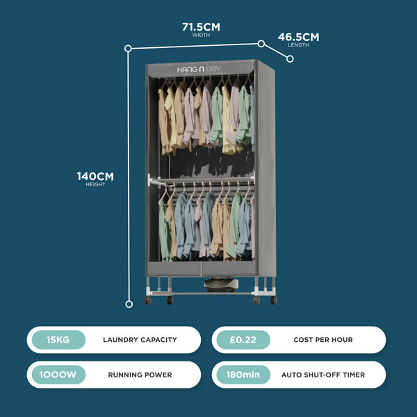 Hang’n’Dry Electric Clothes Dryer - Foldable & 15kg Capacity