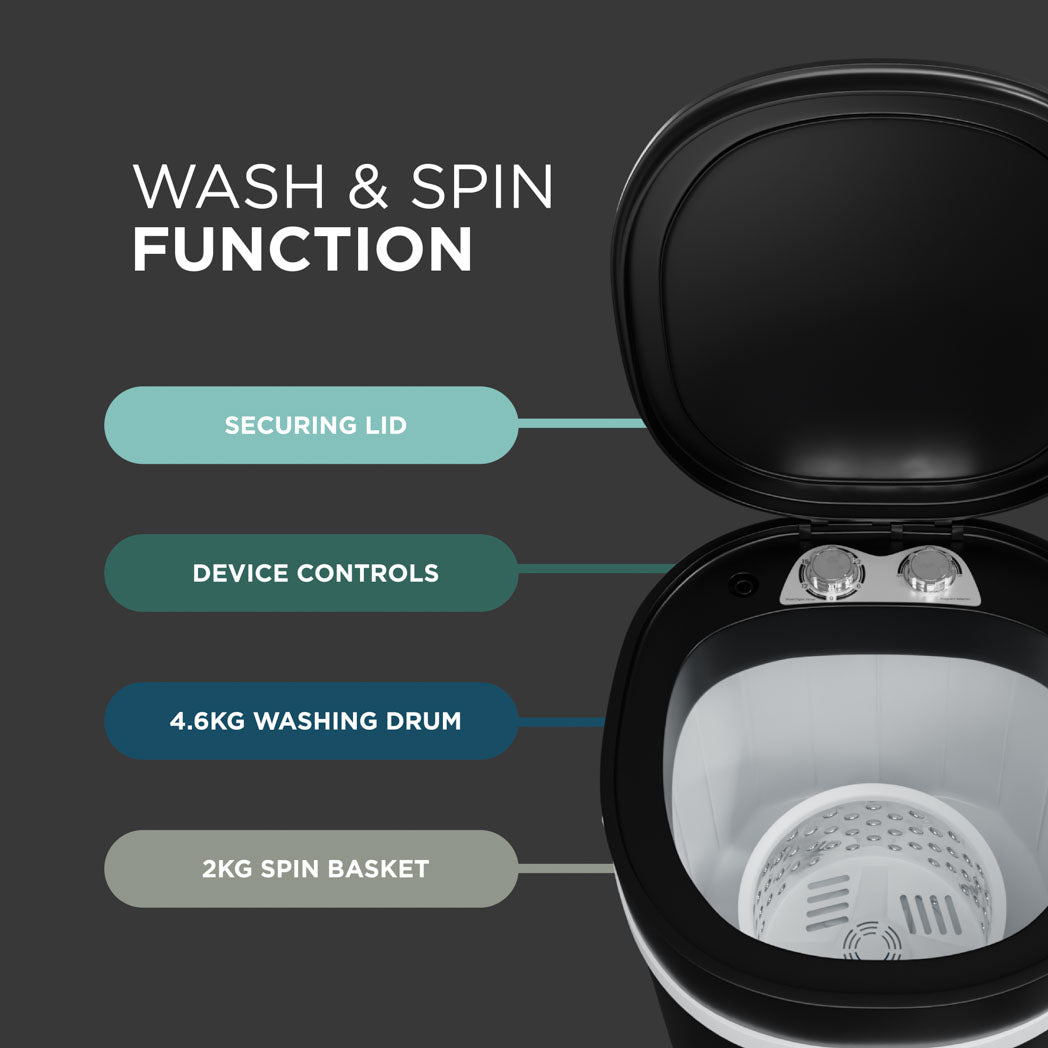 Portable Washer & Spin Dryer – 3kg Wash, 2kg Spin