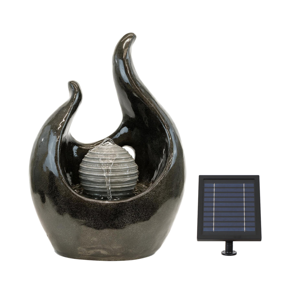 Solar Powered Baroque-Style Water Feature with LED Light – Garden Fountain for Patio, Decking & Outdoor Spaces