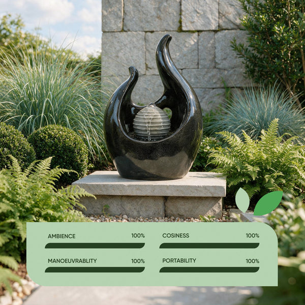 Solar Powered Baroque-Style Water Feature with LED Light – Garden Fountain for Patio, Decking & Outdoor Spaces