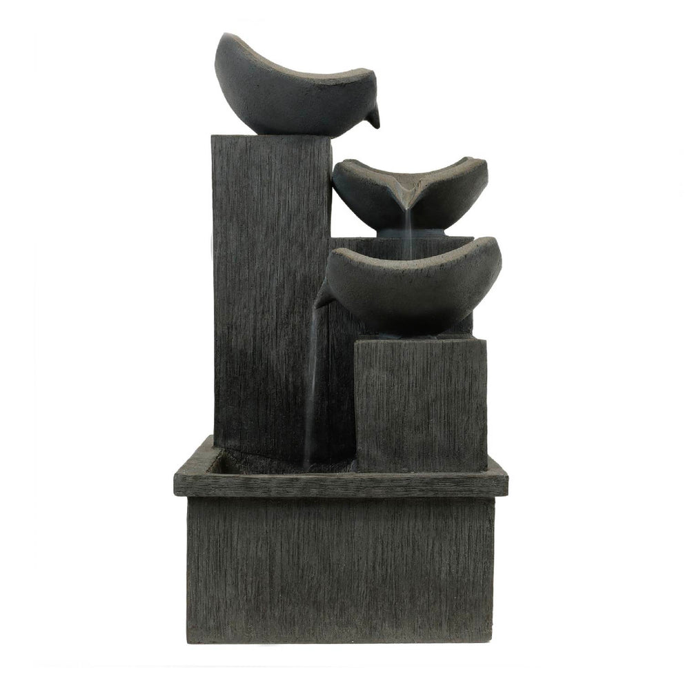 Solar Powered Cascading Slate Water Feature with Battery Backup