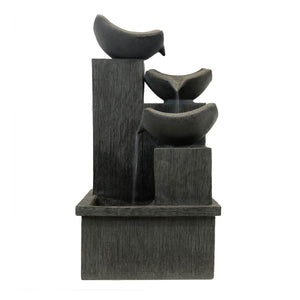 Solar Powered Cascading Slate Water Feature with Battery Backup