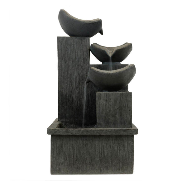 Solar Powered Cascading Slate Water Feature with Battery Backup