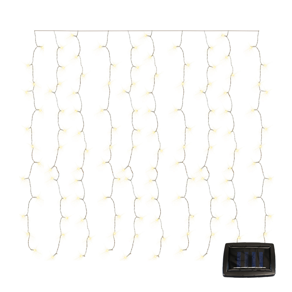 Solar Curtain Lights – 192 LED Warm White Hanging Lights