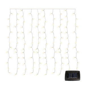 Solar Curtain Lights – 192 LED Warm White Hanging Lights