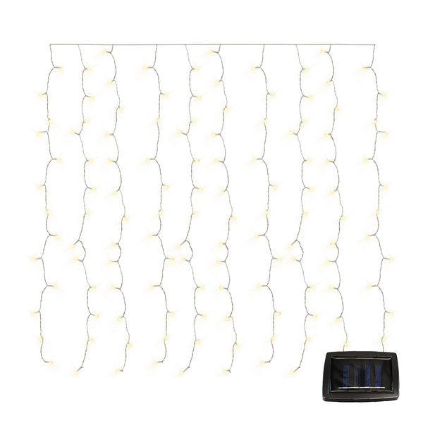 Solar Curtain Lights – 192 LED Warm White Hanging Lights