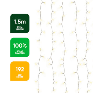 Solar Curtain Lights – 192 LED Warm White Hanging Lights