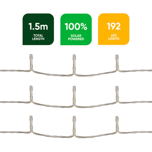 Solar Curtain Lights – 192 LED Warm White Hanging Lights