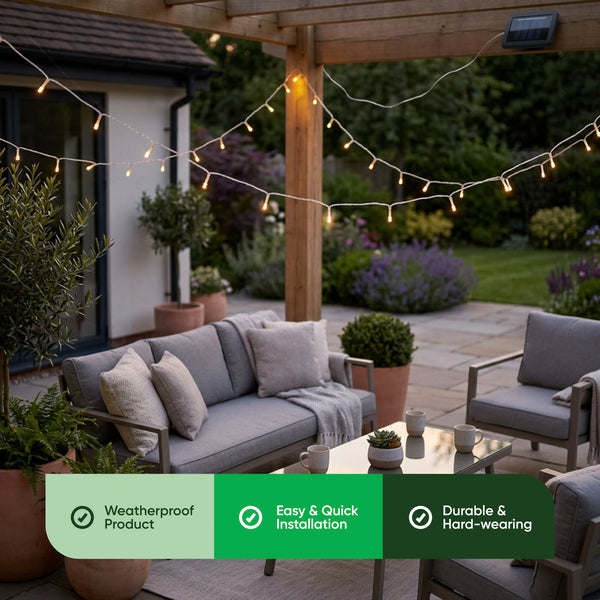 Solar Curtain Lights – 192 LED Warm White Hanging Lights