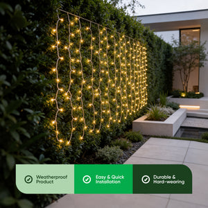 Solar Curtain Lights – 192 LED Warm White Hanging Lights