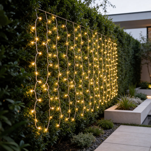 Solar Curtain Lights – 192 LED Warm White Hanging Lights