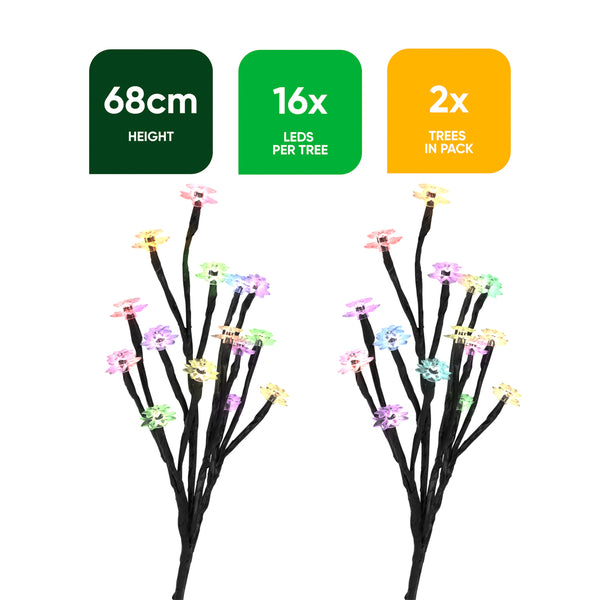 Pack of 2 Solar Stake Lights – Flower Tree LED Lights