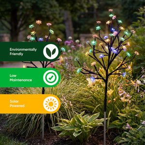 Pack of 2 Solar Stake Lights – Flower Tree LED Lights