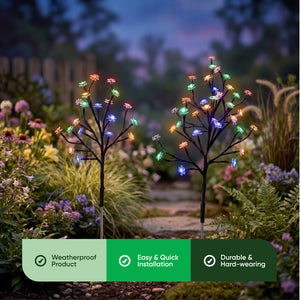 Pack of 2 Solar Stake Lights – Flower Tree LED Lights
