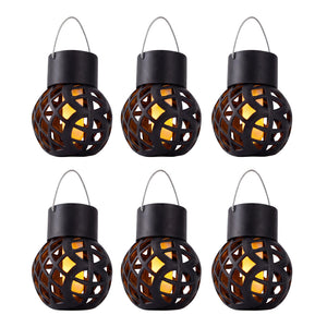 Pack of 6 Solar Hanging Lanterns – Dancing Flame LED Lights