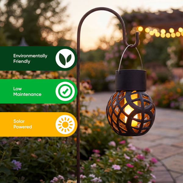 Pack of 6 Solar Hanging Lanterns – Dancing Flame LED Lights