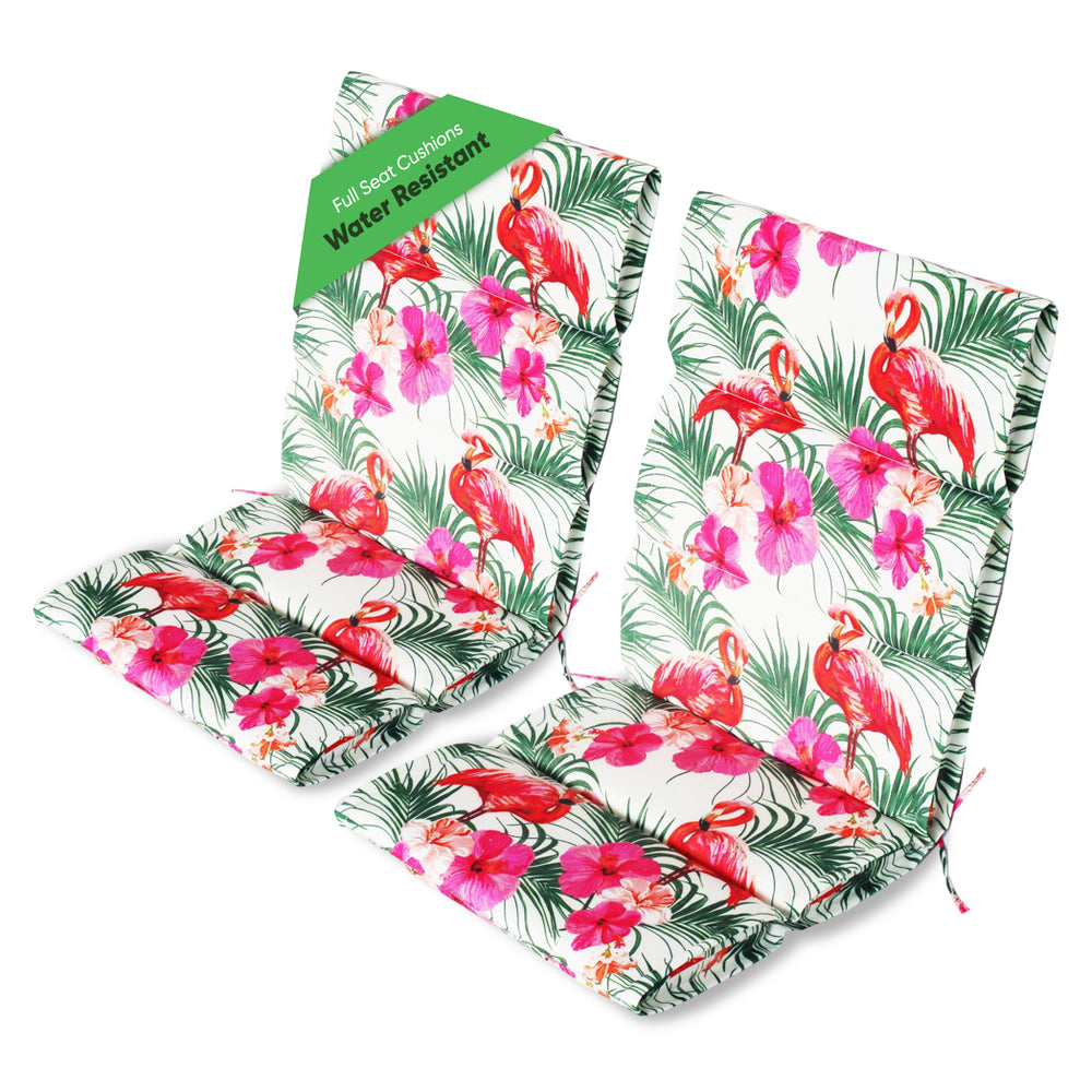 Pair of Outdoor Seat Cushions – Flamingo Full Length Chair Pads
