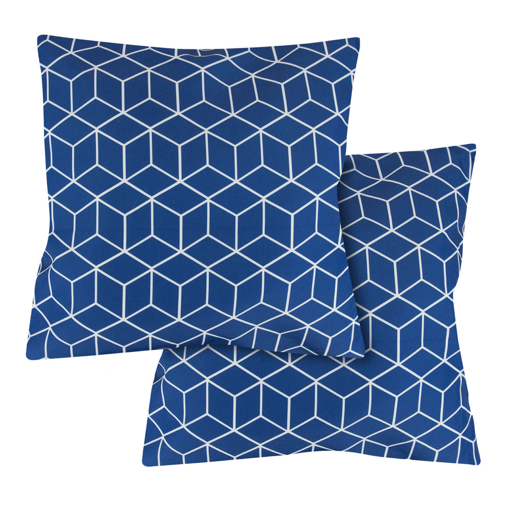 Pack of 2 Blue Cube Cushion Covers
