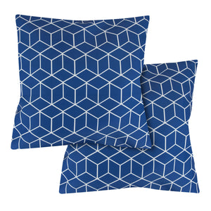 Pack of 2 Blue Cube Cushion Covers
