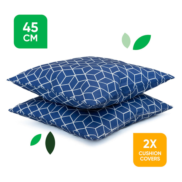 Pack of 2 Blue Cube Cushion Covers
