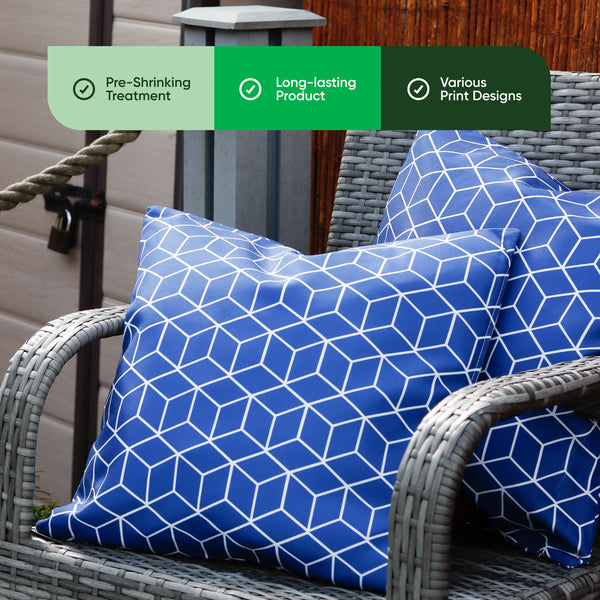 Pack of 2 Blue Cube Cushion Covers